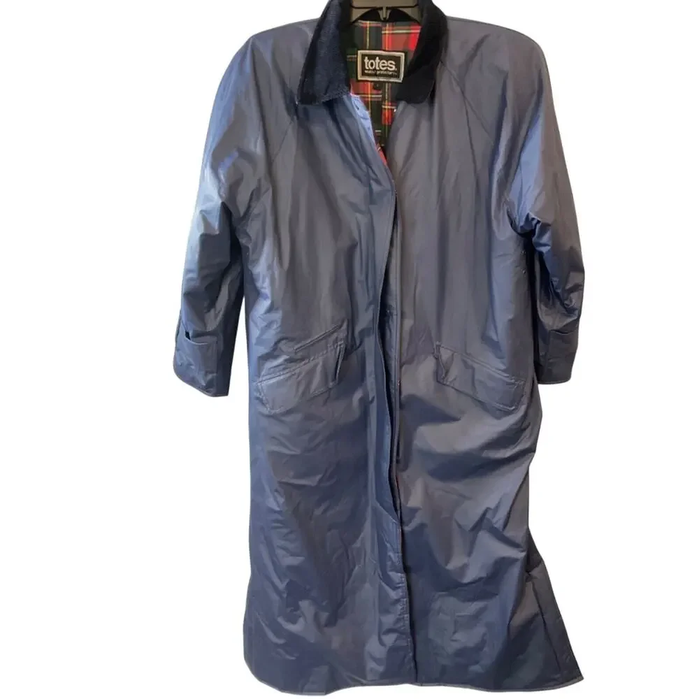 Vintage‎ Weather Protection Long Trench Coat Women's L Polyester Plaid Liner